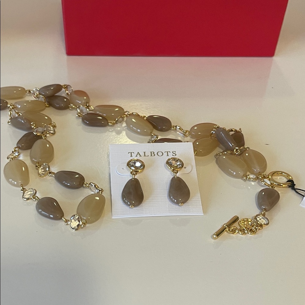 Talbots Gold and Tan Necklace Set